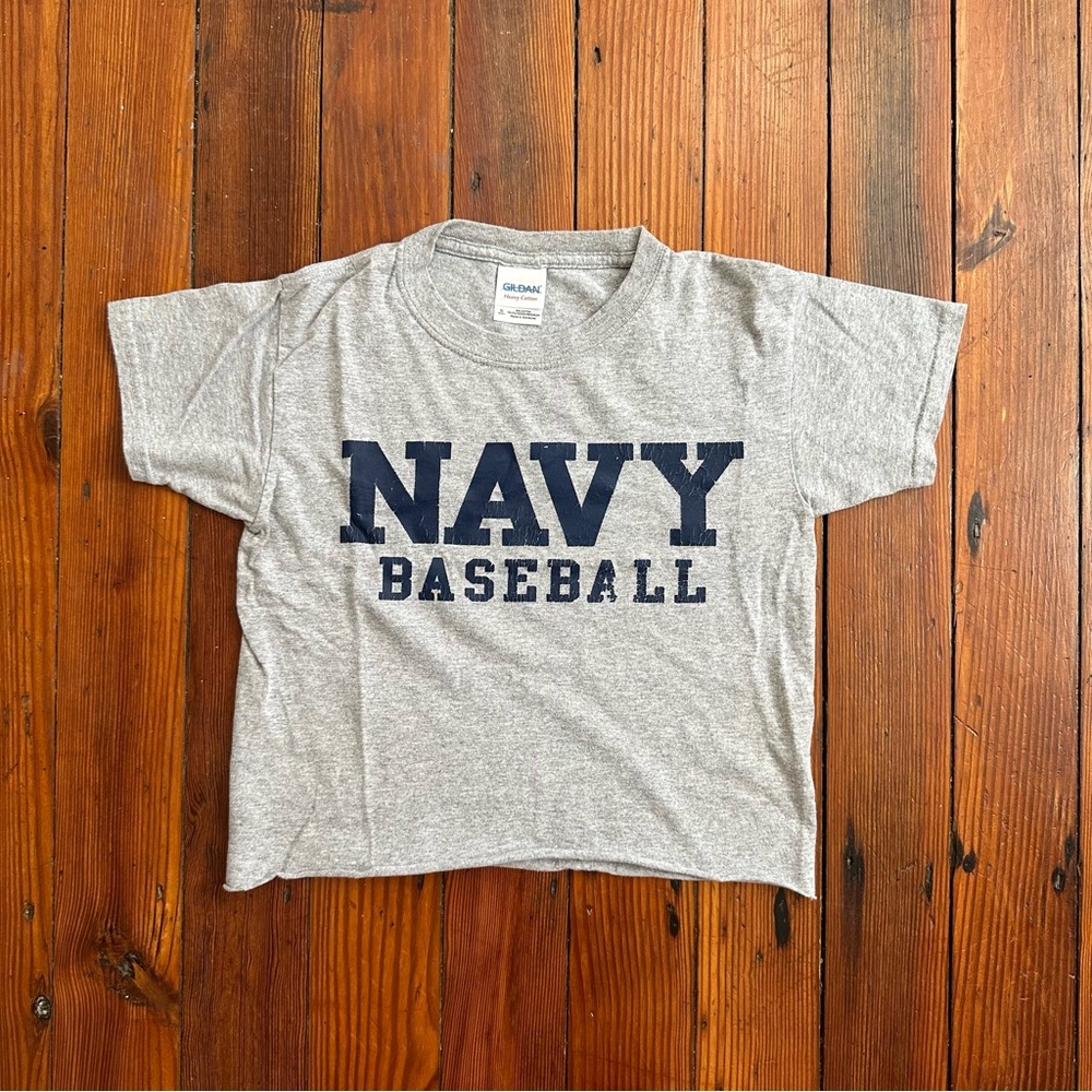 Vintage 2000s Gildan Heavy Blend Navy Baseball baby tee XS or XXS